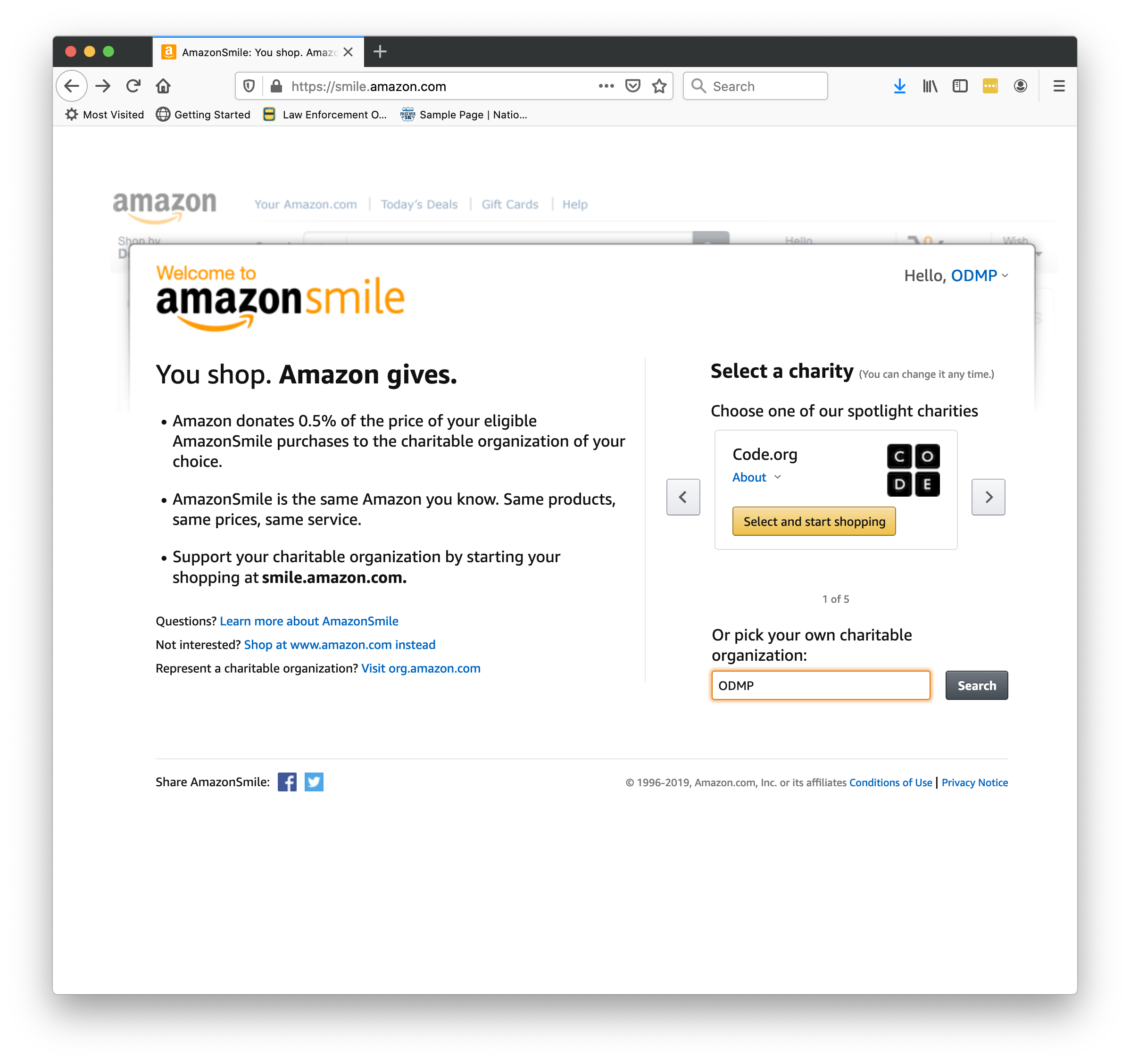 Support Odmp Through Amazonsmile