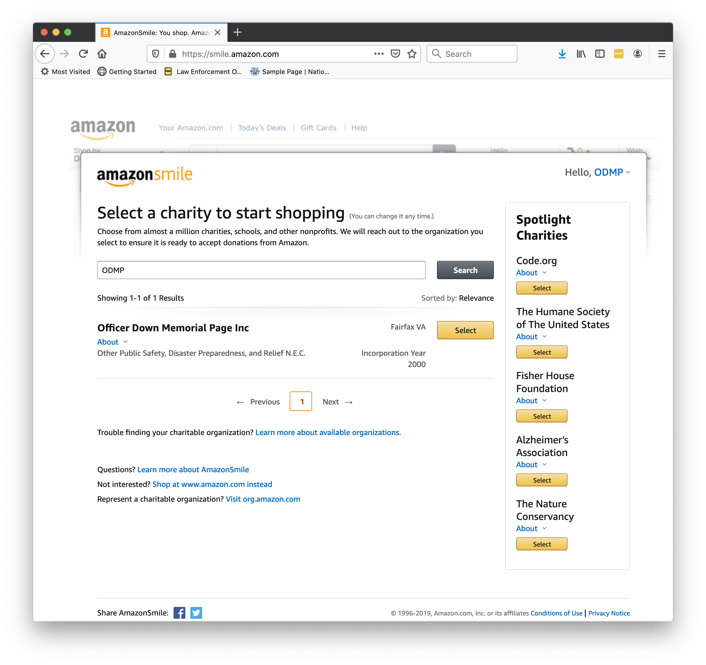 Screen two of ODMP Amazon mile instructions